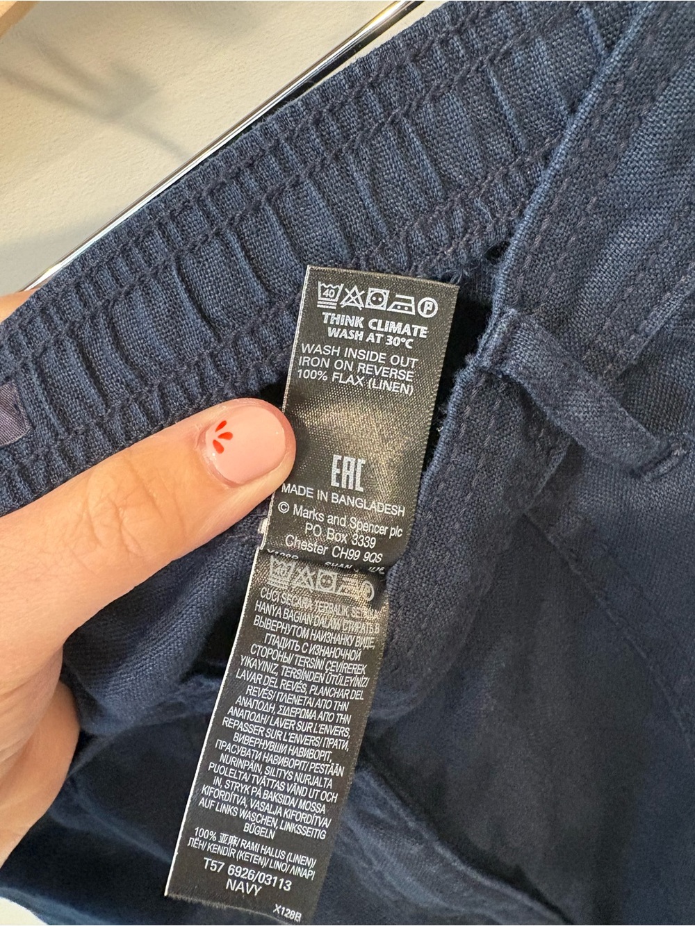 M&S Collection Navy Linen Pants - Picture 5 of 6